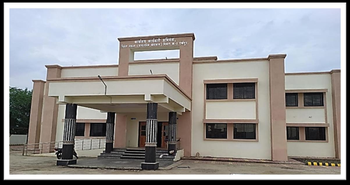 Completed building with a prominent central entrance